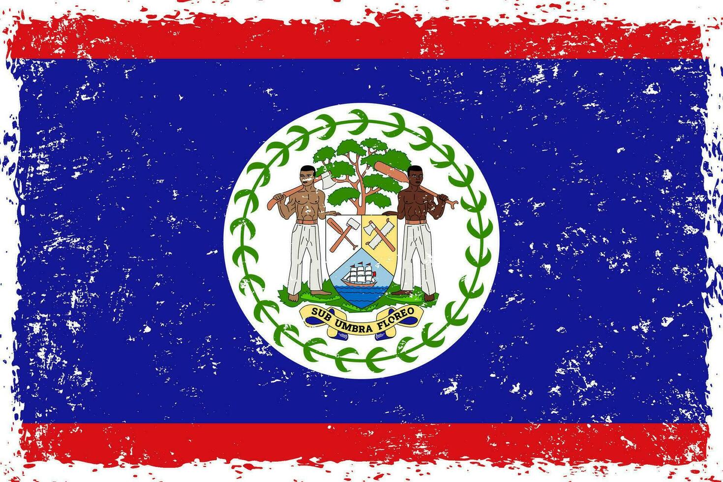 Belize flag grunge distressed style vector