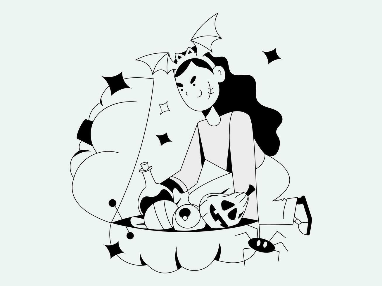 Bundle Halloween Illustration Pack Spooky Collection vector