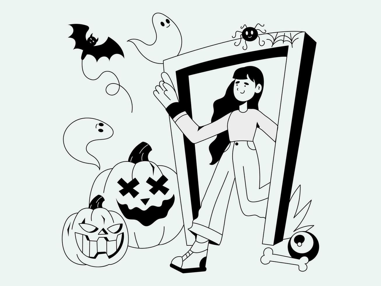 Bundle Halloween Illustration Pack Spooky Collection vector