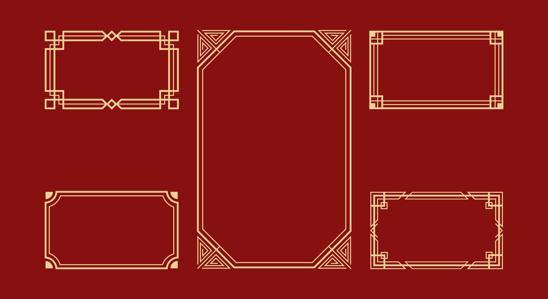 Golden art deco ornaments collection 32180572 Vector Art at Vecteezy