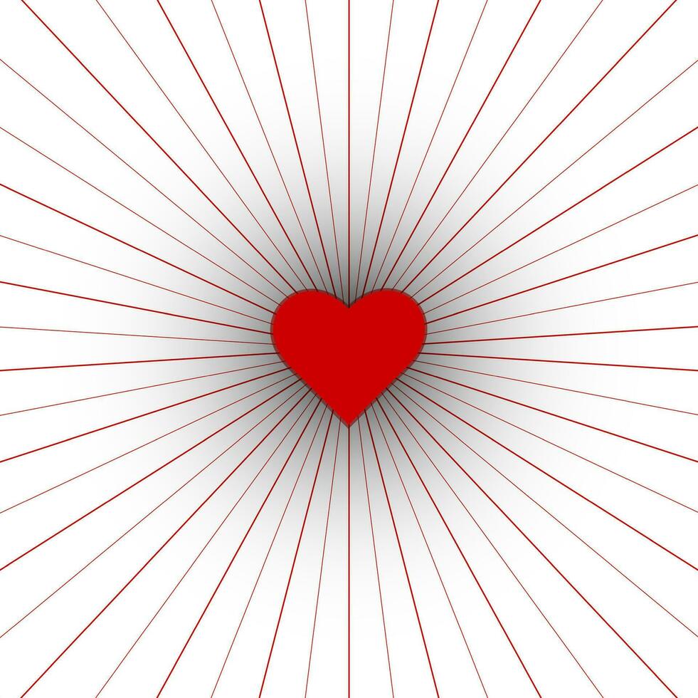 Red swirling pattern background. Vortex starburst spiral twirl square with red heart. Helix rotation rays. Converging scalable stripes. Vector illustration