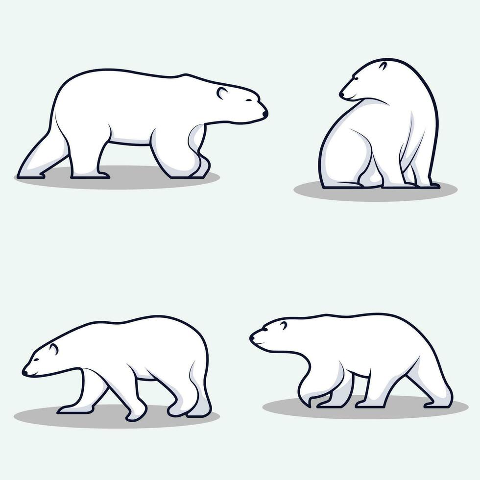 Polar bear icons vector