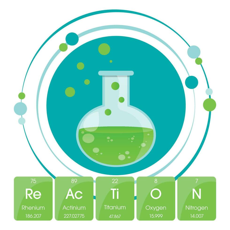 Chemical reaction periodic table elements graphic illustration vector