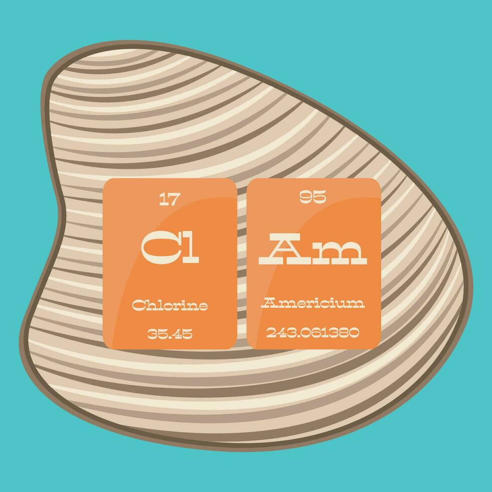 Science themed clam periodic table vector illustration graphic