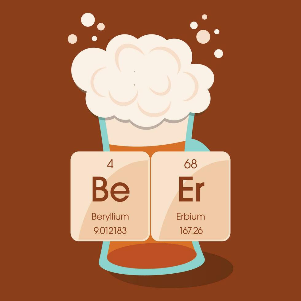 divertido con Ciencias espumoso cerveza jarra periódico mesa elementos vector ilustración gráfico