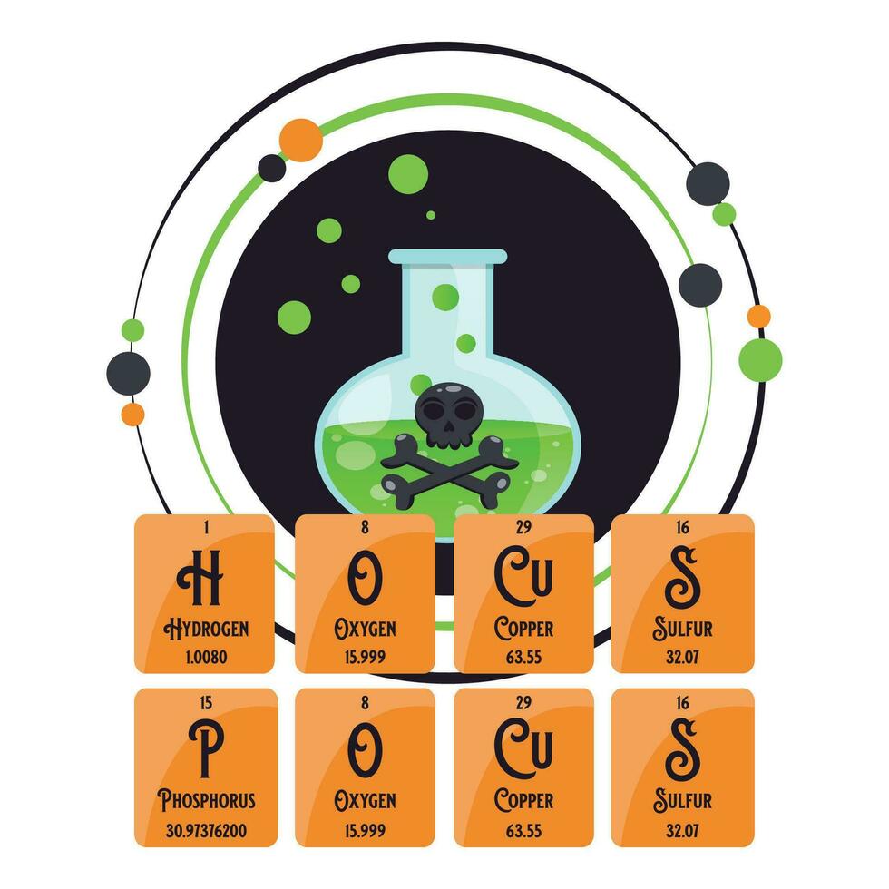 Hocus Pocus witchy vector illustration graphic with science chemistry theme