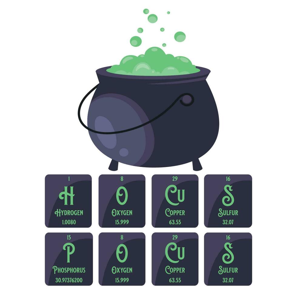 Hocus Pocus witchy vector illustration graphic with science chemistry theme