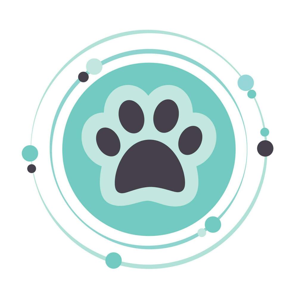Circular vector illustration graphic icon button of a dog or wolf paw print