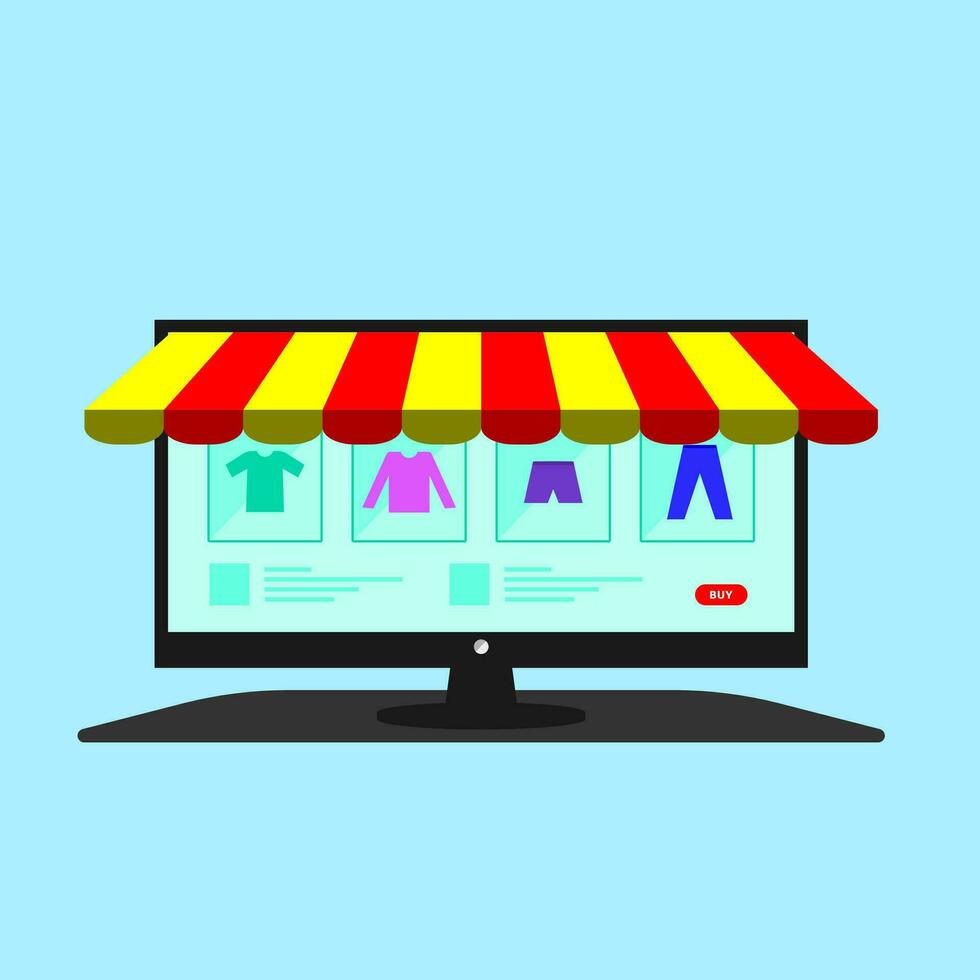 online shop desktop version flat illustration vector