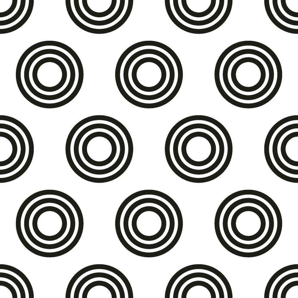 Black circles on white background. Abstract seamless vector pattern.