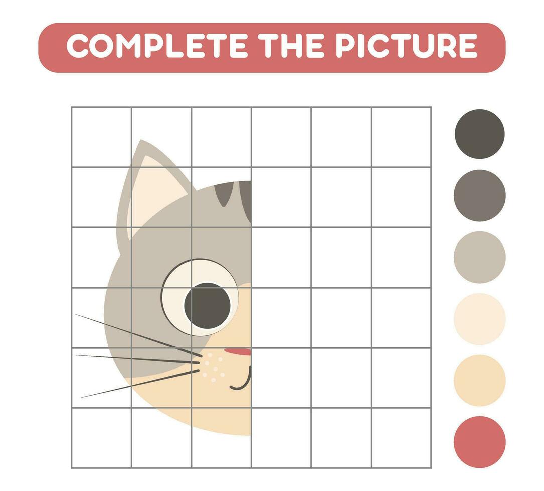 completar el imagen de linda dibujos animados gato. educativo hojas de trabajo para niños. vector