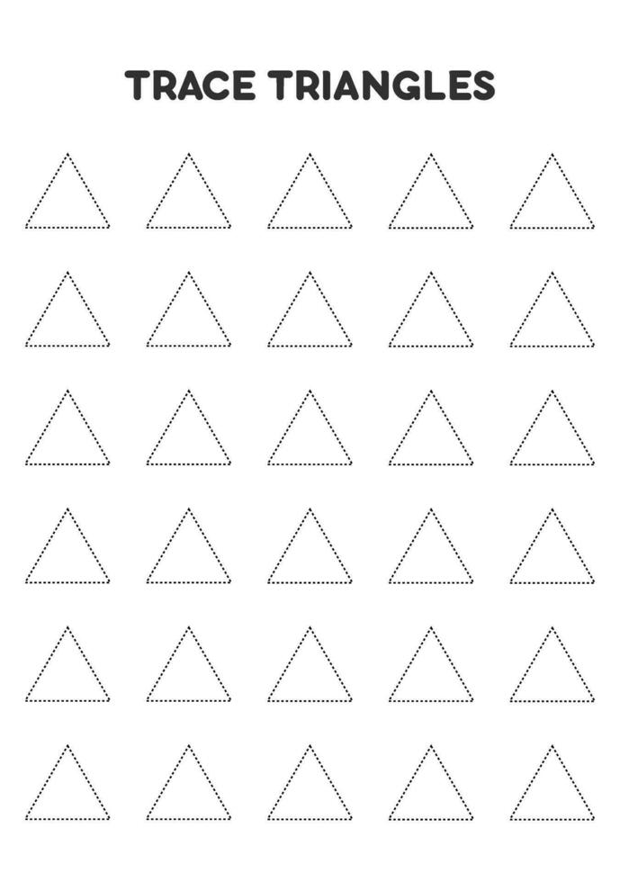 Trace triangles. Worksheets for kids. Preschool education. 32182205