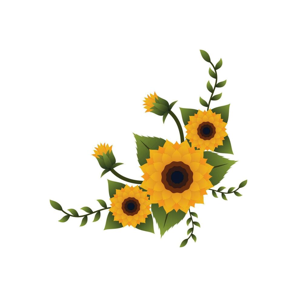 Sunflower Corner Border Frame Vector Illustration Design.