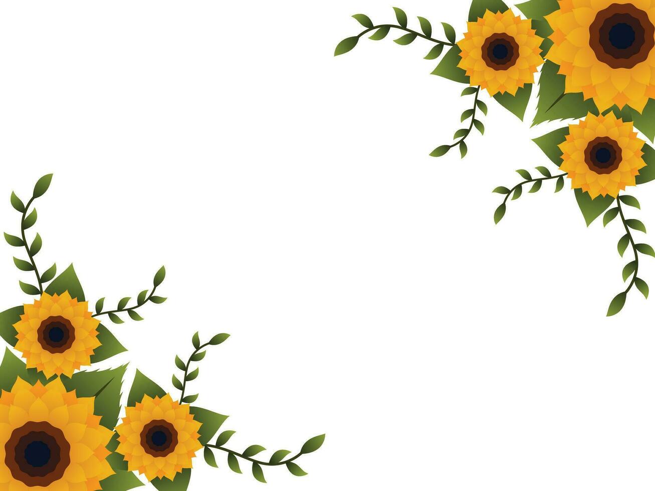 Corner Border Illustration of Sunflower Flat Vector Illustration.