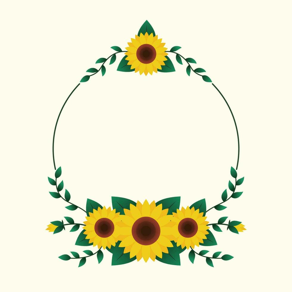 Circular Sunflower Border Frame Vector Illustration Design.