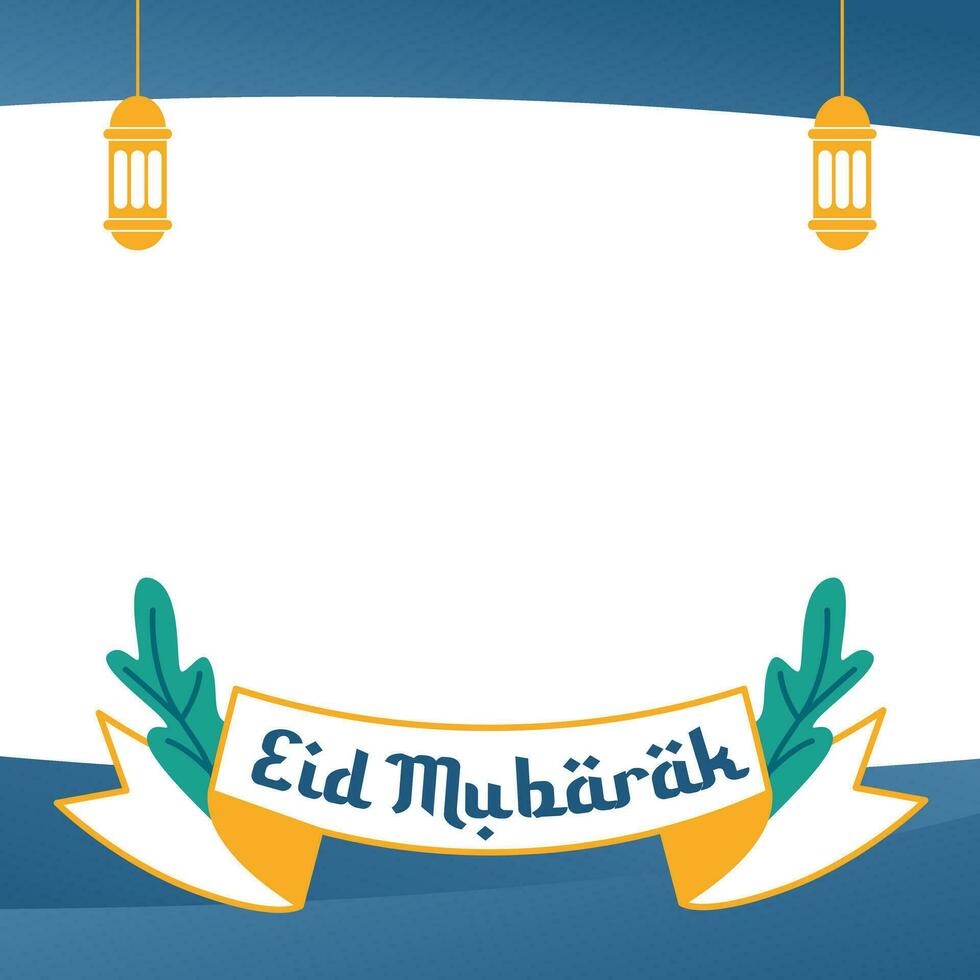 Social Media Template Design Ramadan and Eid Mubarak Flat Vector Illustration.