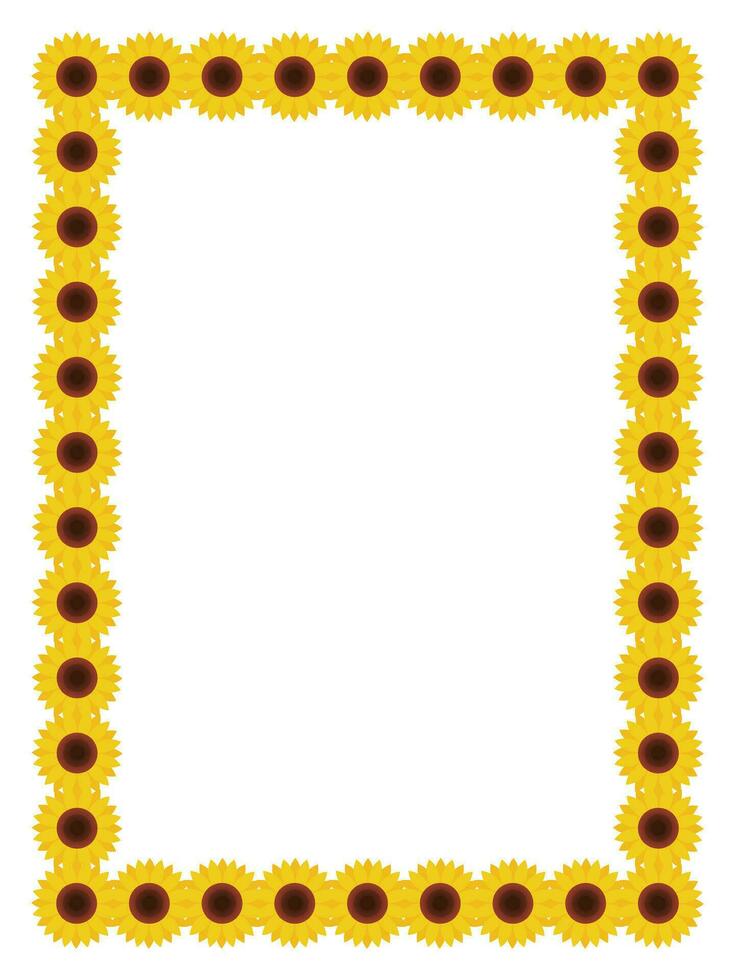 plano ilustración de girasol frontera marco modelo vector diseño.