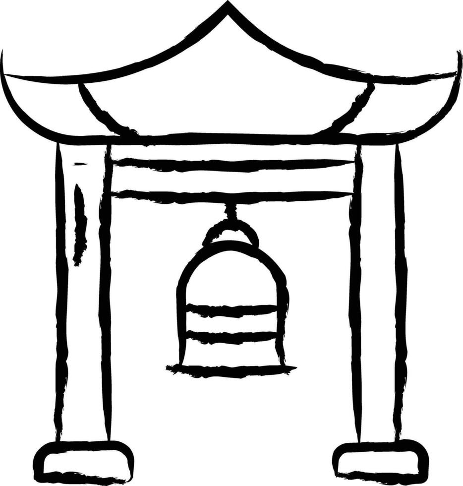 budista campana mano dibujado vector ilustración