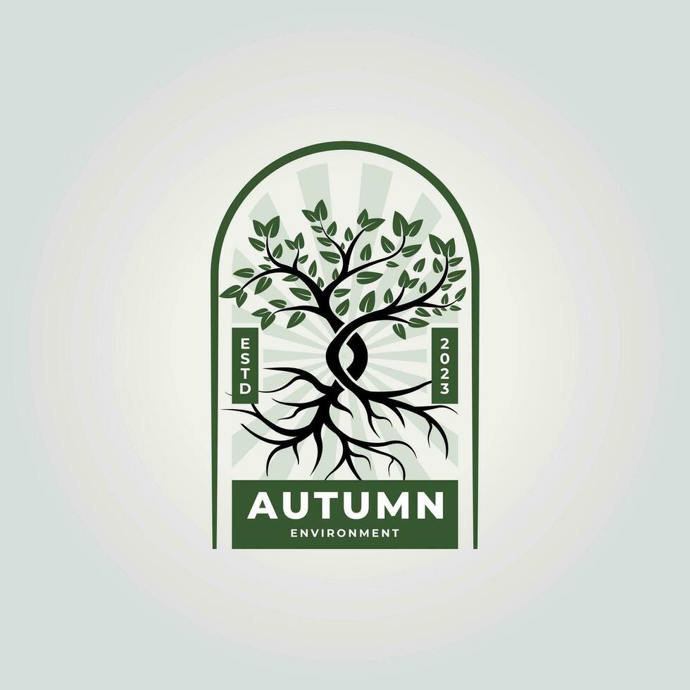 oak tree logo icon vector design badge, illustration of nature tree in emblem