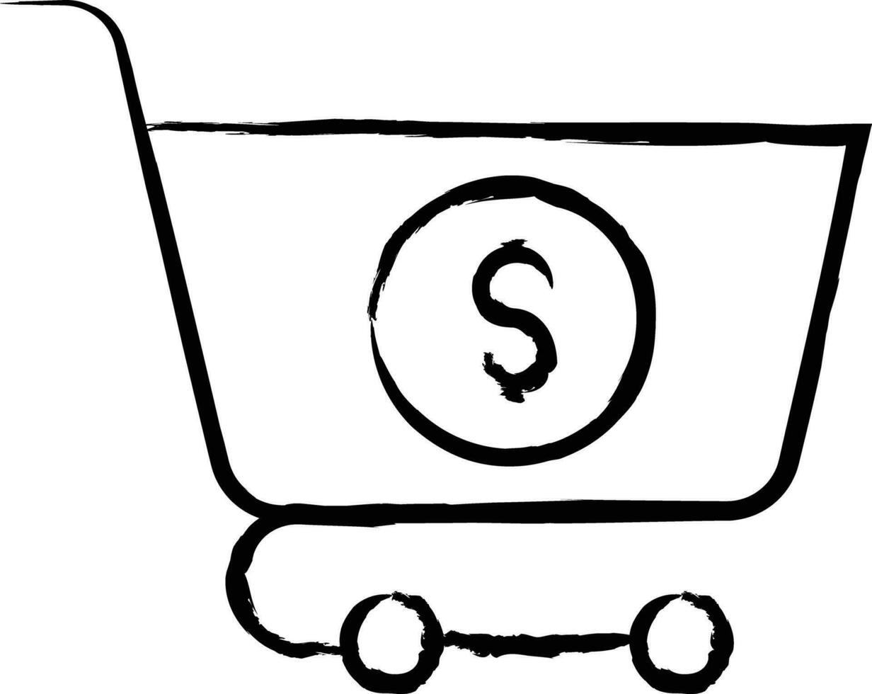 Purchase cart hand drawn vector illustration