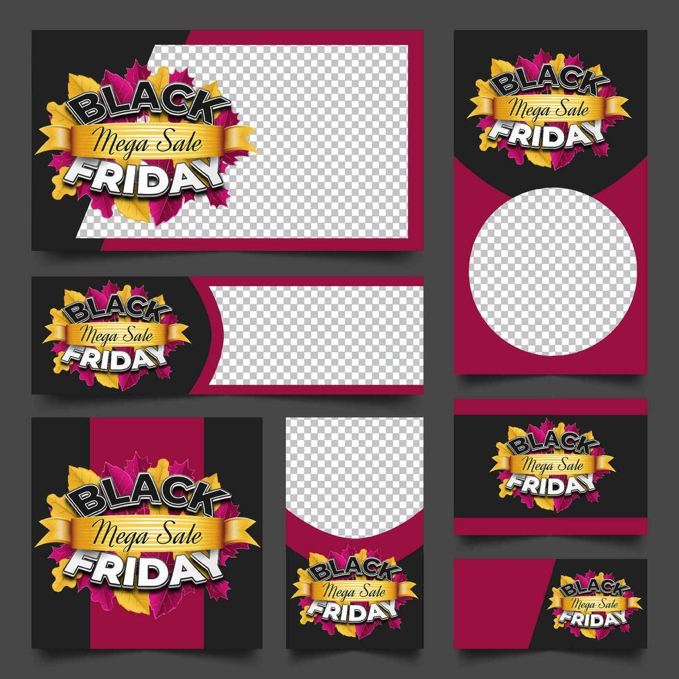 Black Friday Mega Sale Banner Collection vector