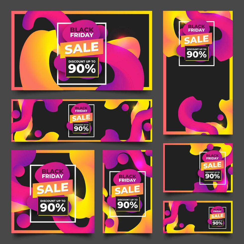 Black Friday Sale with Gradient Abstracts Banner Collection vector