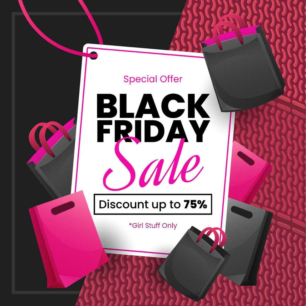 Black Friday Sale Black and Pink Design Girl Stuff Only vector