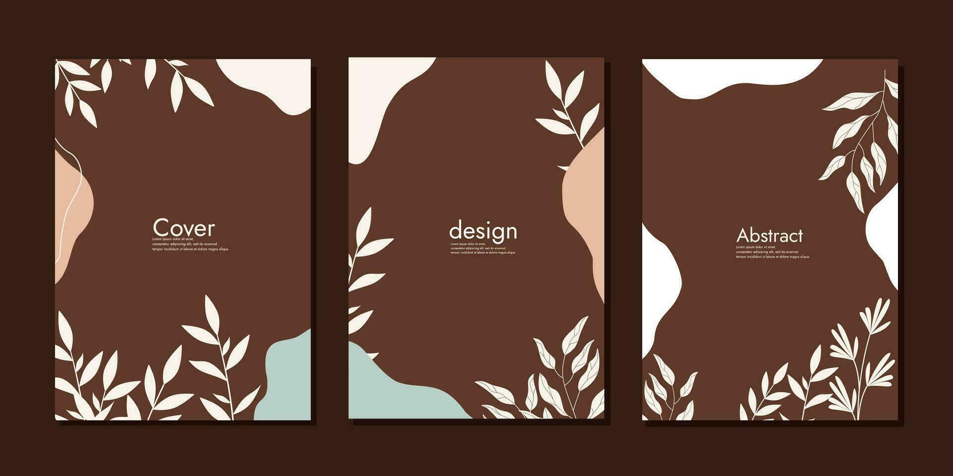 set of mock up book cover designs with hand drawn floral decorations. beautiful botanical background .size A4 For notebook,book, planner, brochure,  catalog vector