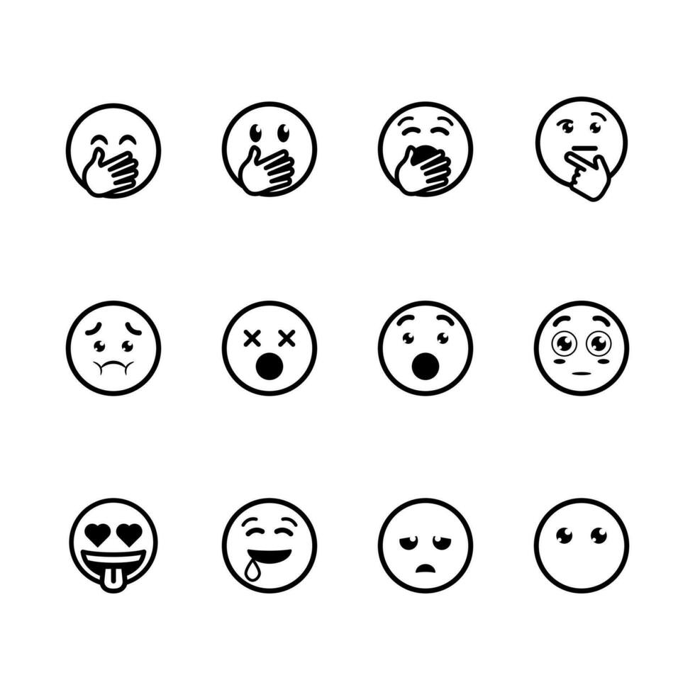 emoticon icon set over white background, line style, vector illustration