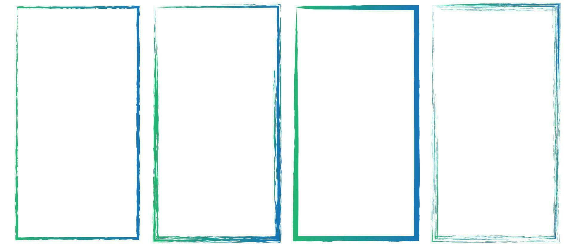 Grunge square and rectangle frames. Ink empty black boxes set. Rectangle borders collections. Rubber square stamp imprint. Vector illustration isolated on white background.