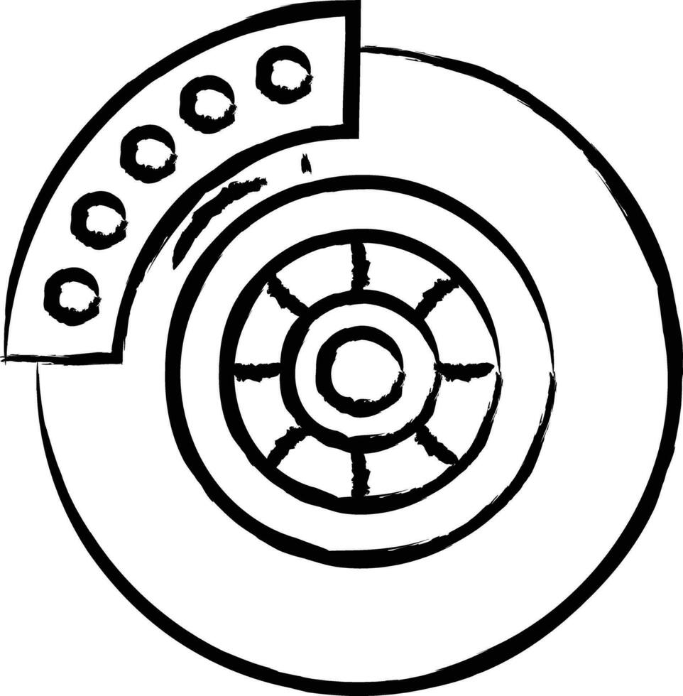 Disk brake hand drawn vector illustration