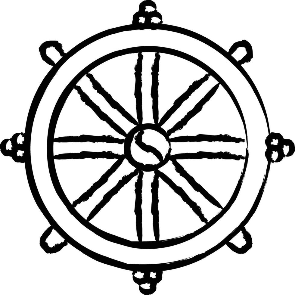 Dharma Wheel hand drawn vector illustration