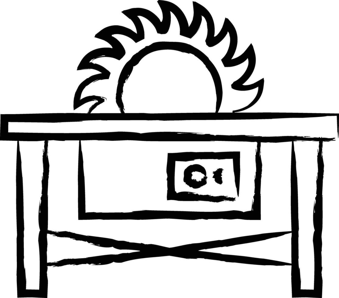 Saw Table hand drawn vector illustration