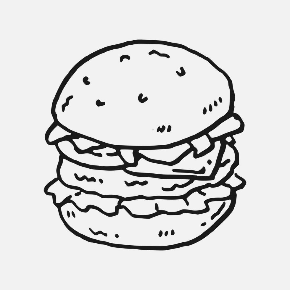 hamburguesa en mano dibujado estilo. vector ilustración.