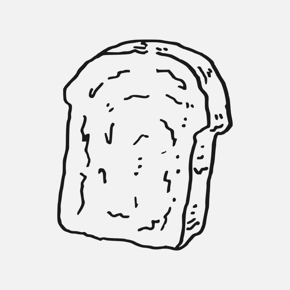 single bread piece in hand drawn style. vector illustration.