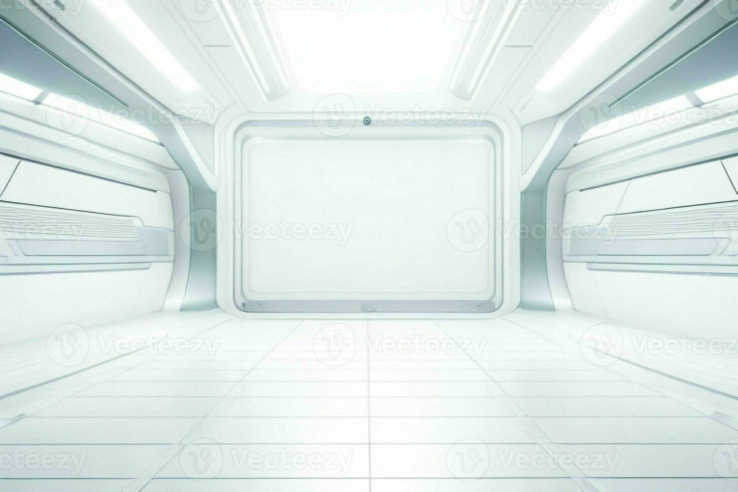 Futuristic empty space Sci Fi Hall room or studio background. AI Generative Pro Photo