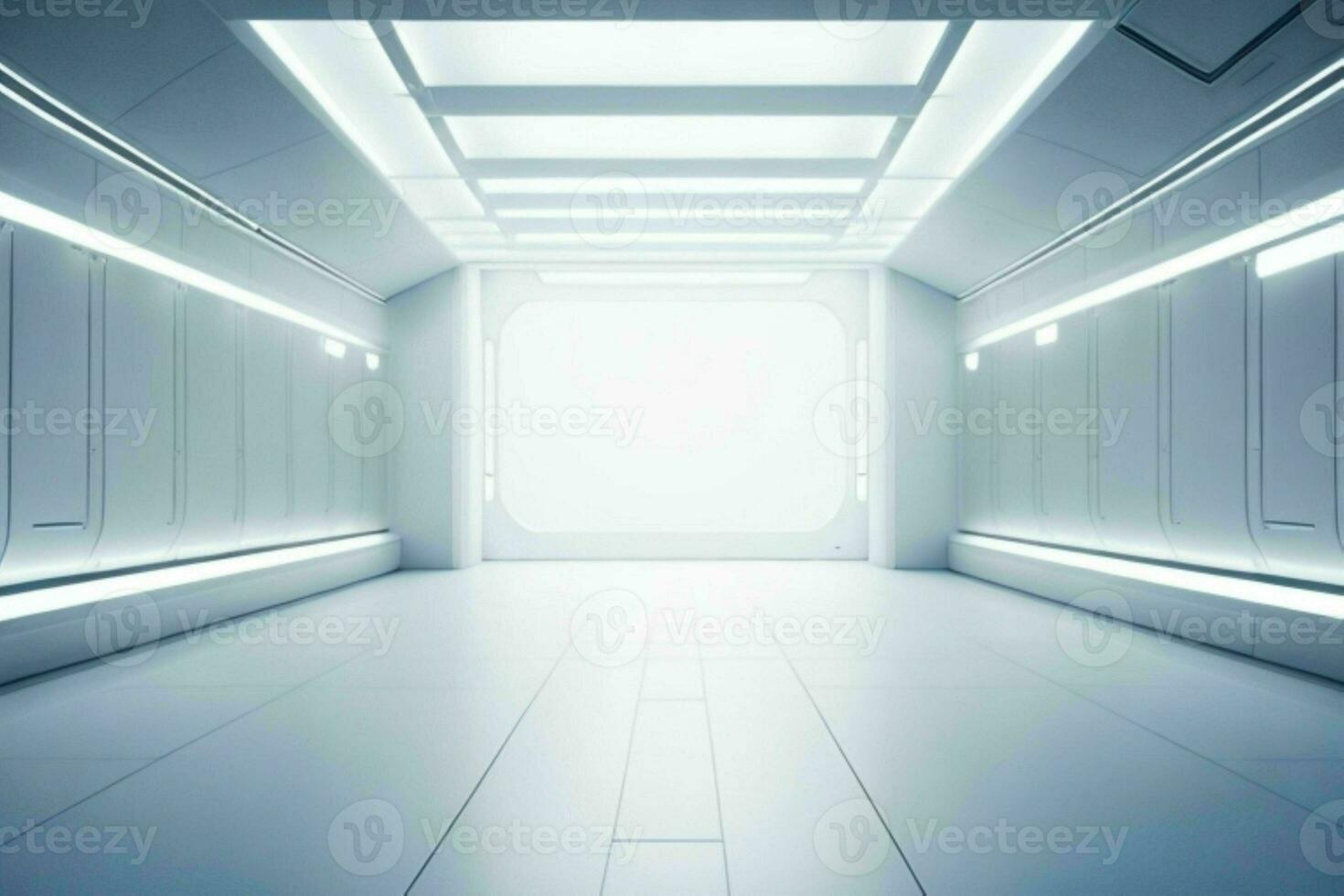 Futuristic empty space Sci Fi Hall room or studio background. AI Generative Pro Photo