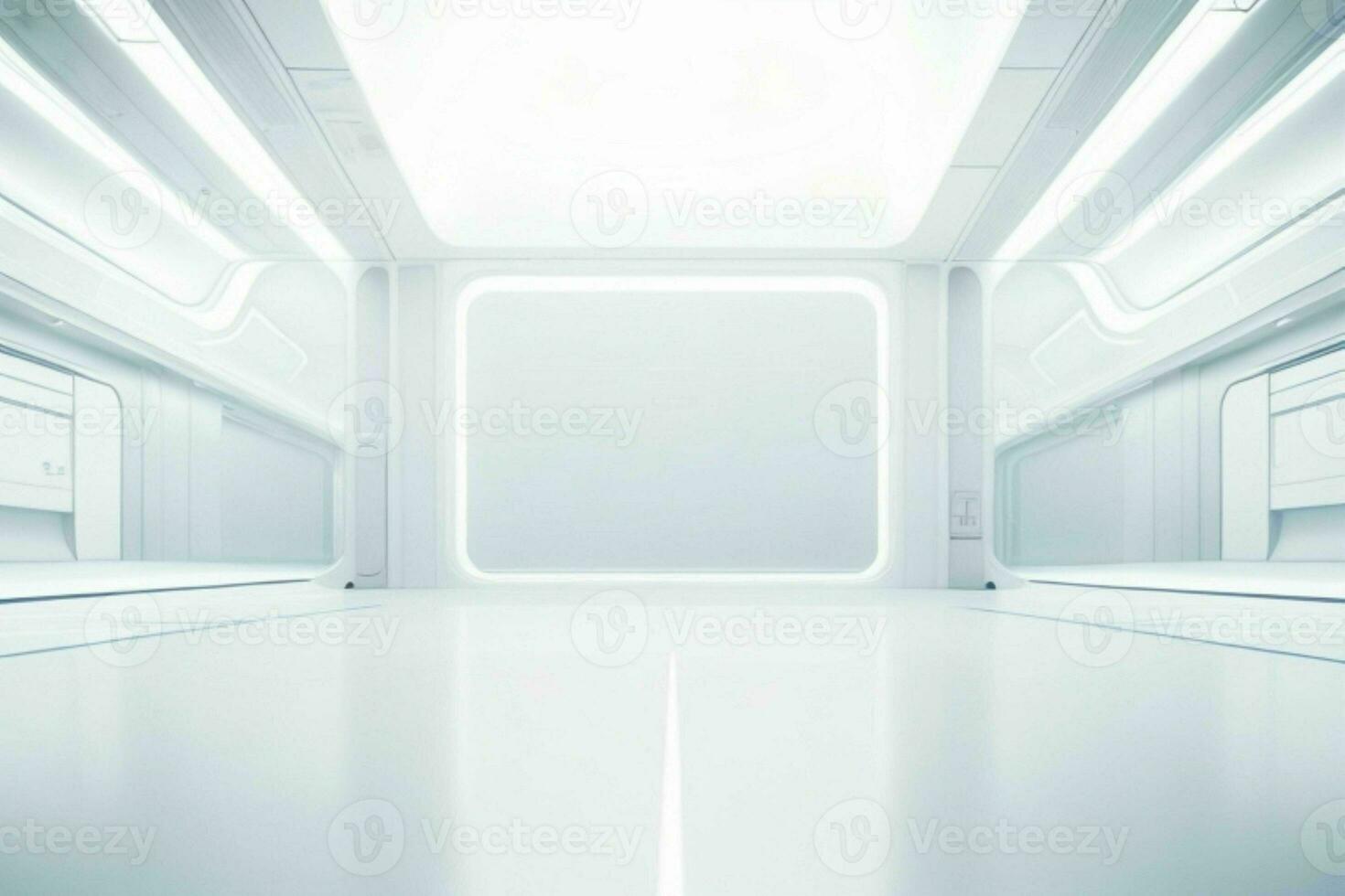 Futuristic empty space Sci Fi Hall room or studio background. AI Generative Pro Photo