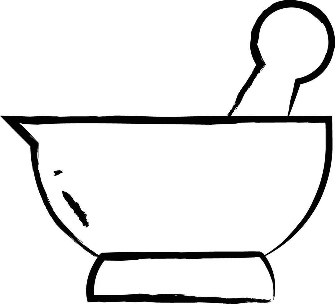 mortar and pestle hand drawn vector illustration