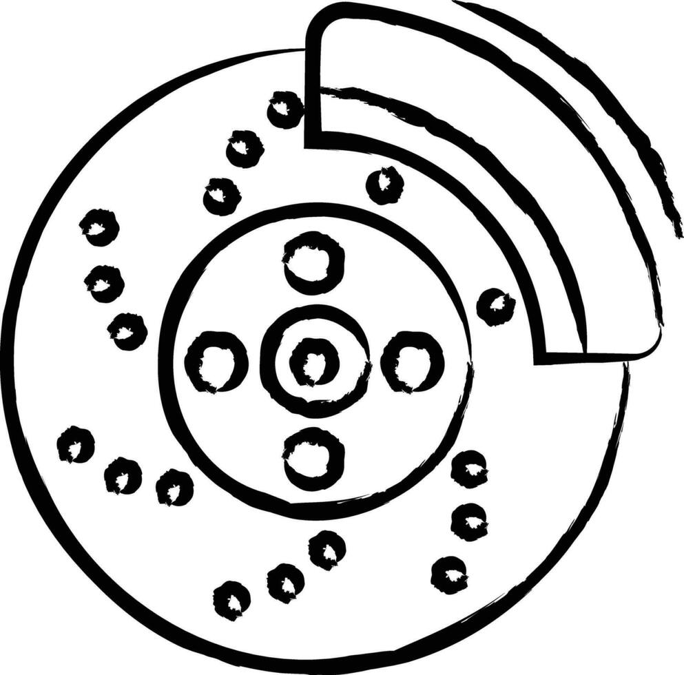 Disk brake hand drawn vector illustration