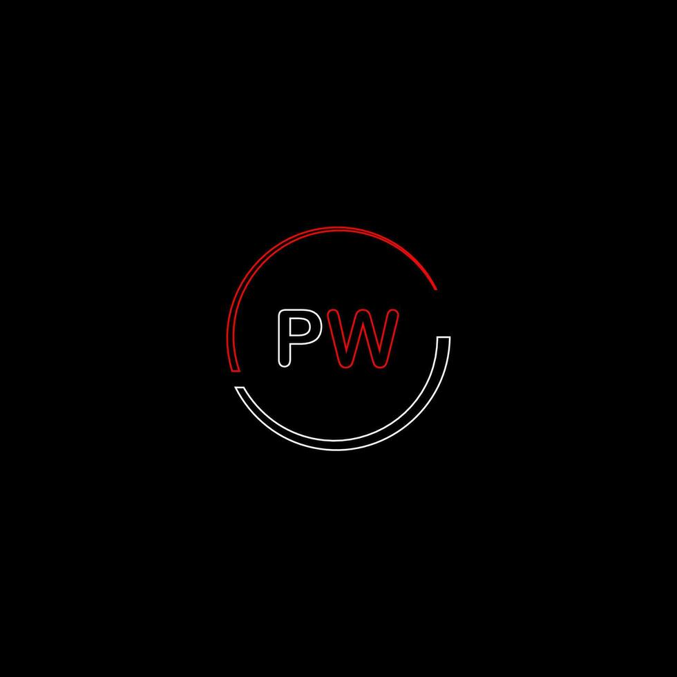 pw creativo moderno letras logo diseño modelo vector