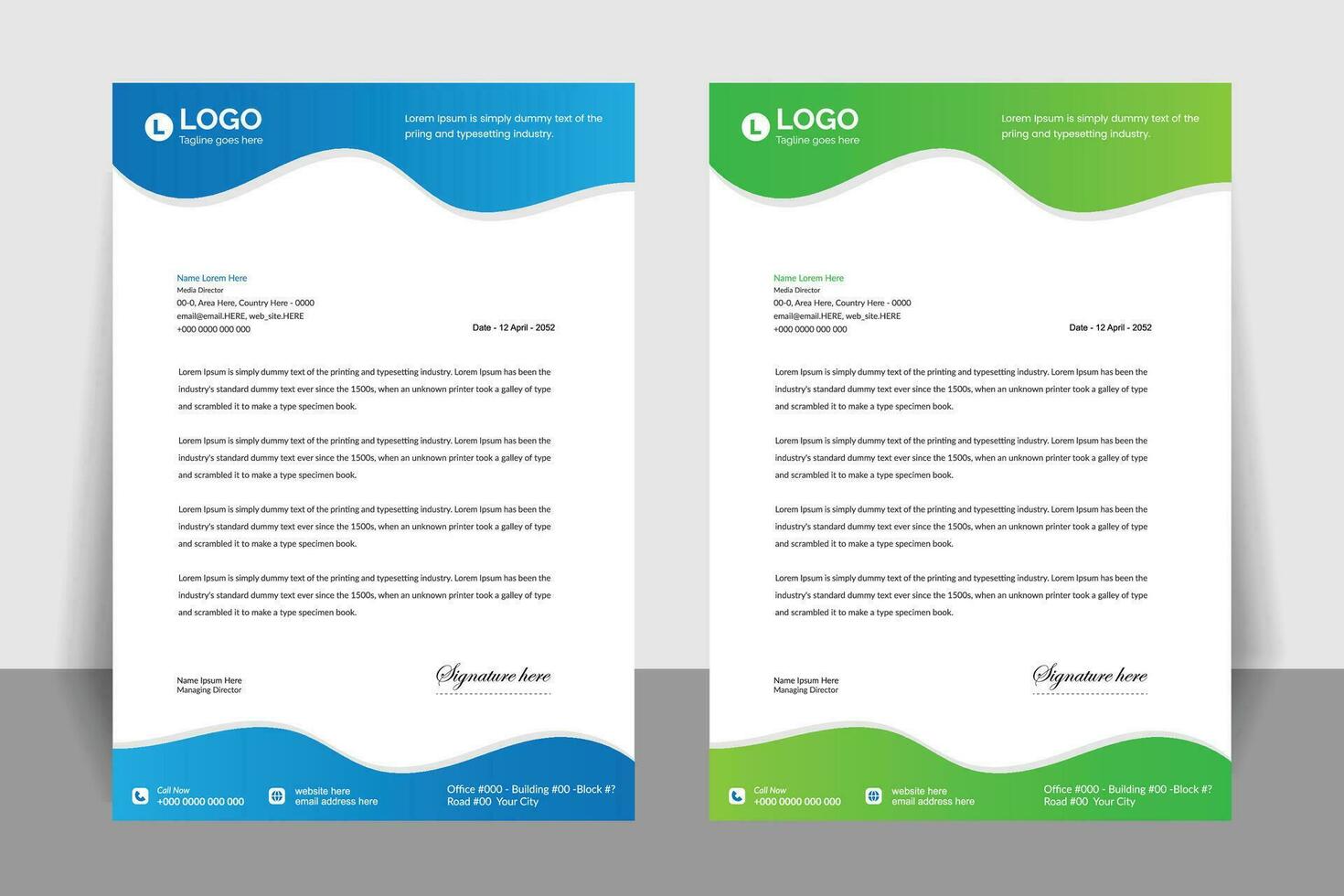 Professional Letterhead Template Set. Creative Letterhead Design Template For Your Project. Letter Head, Project Latter, Business Letter Head design in Two Color Set. vector