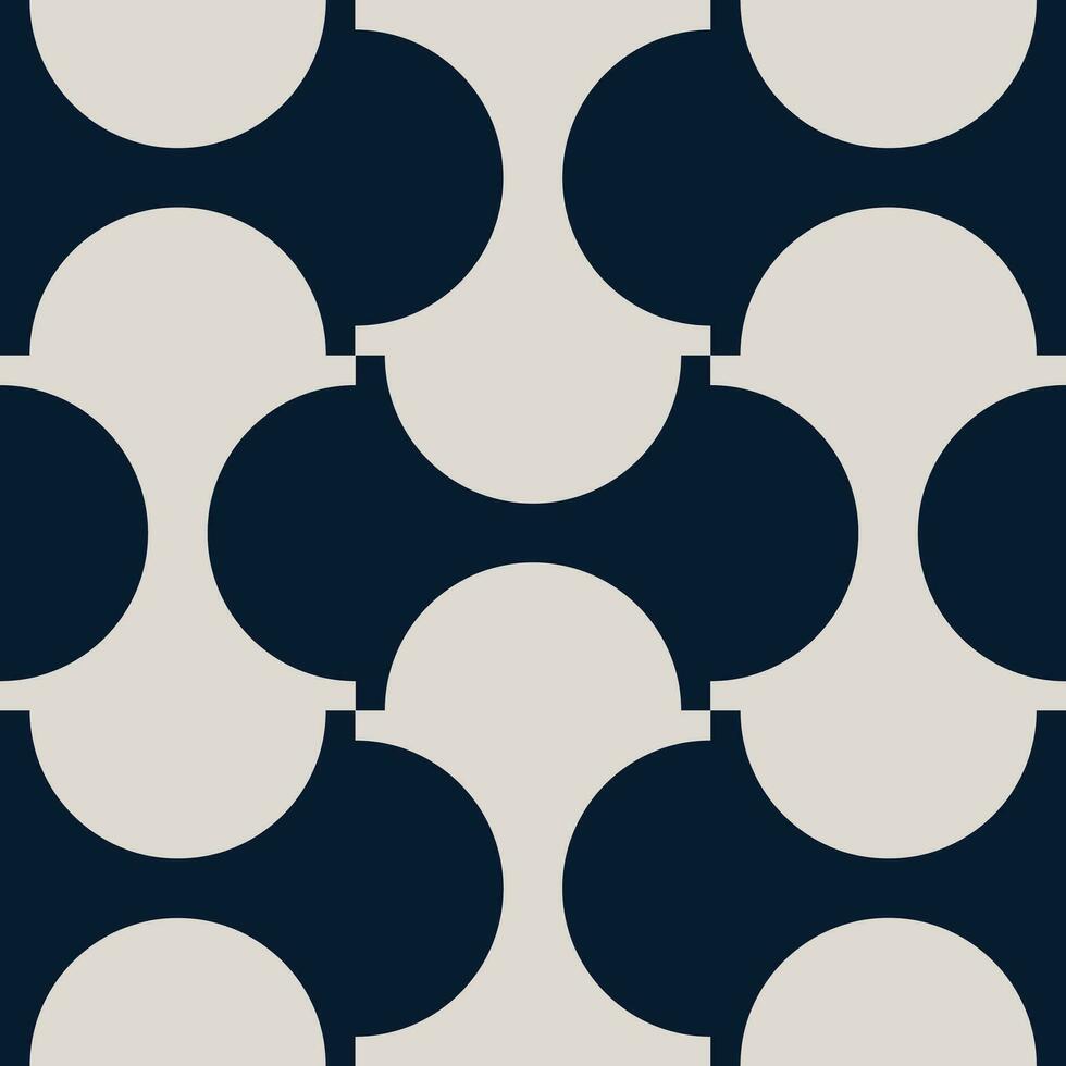 Vector illustration of abstract flat seamless contemporary modern mid-century monochrome geometric semi-circle pattern. For wallpaper design, pattern, background, web, print, card