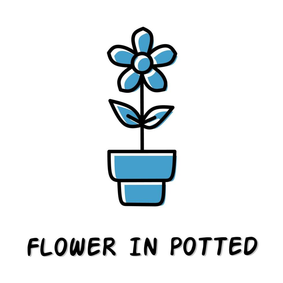 Flower in potted icon illustration. Stock vector. vector