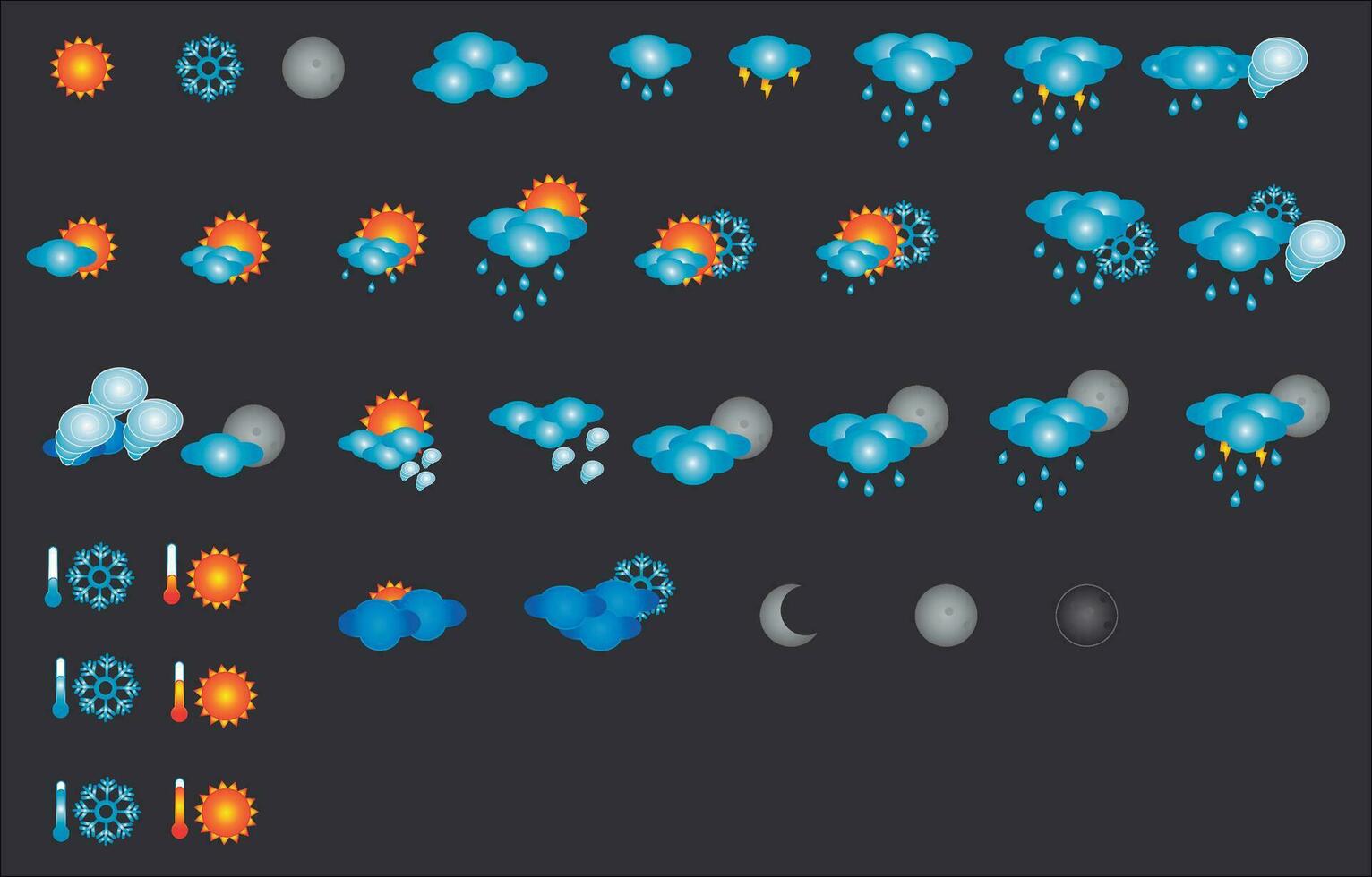 clima icono conjunto - vector íconos para todas estaciones