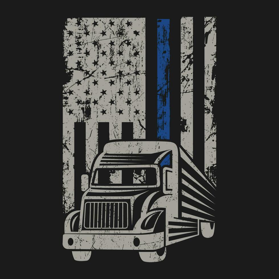 gracioso camión conductor americano bandera camionero Clásico hombres mujer regalo camiseta vector