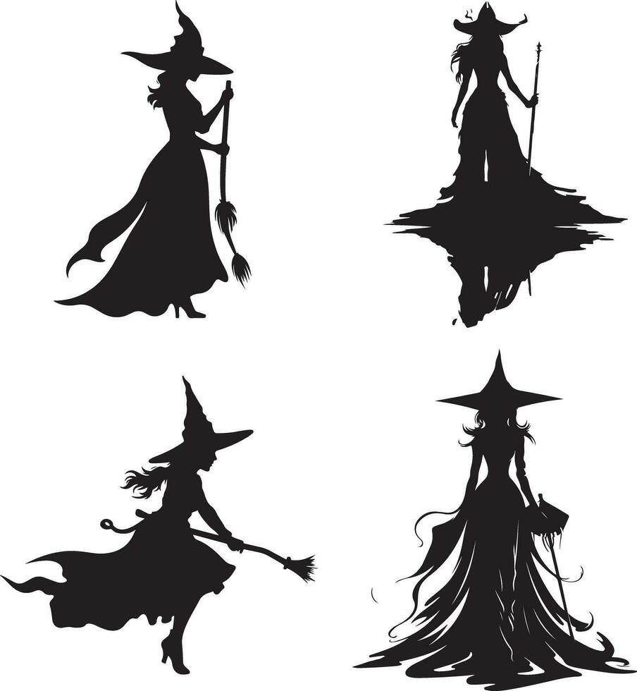 Halloween Black Vector art, Spider, witch , hat, ghost