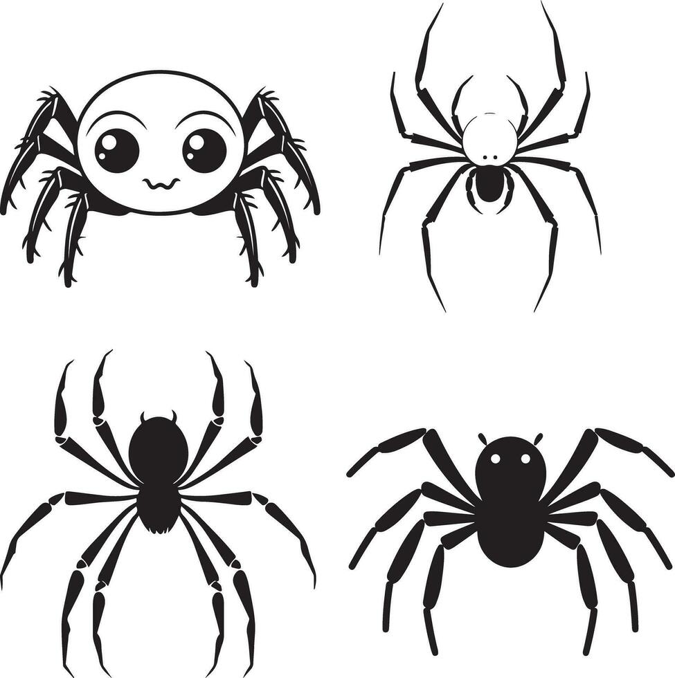 Halloween Black Vector art, Spider, witch , hat, ghost