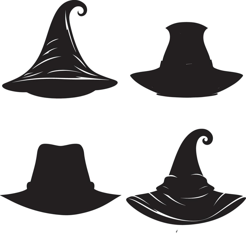Halloween Black Vector art, Spider, witch , hat, ghost