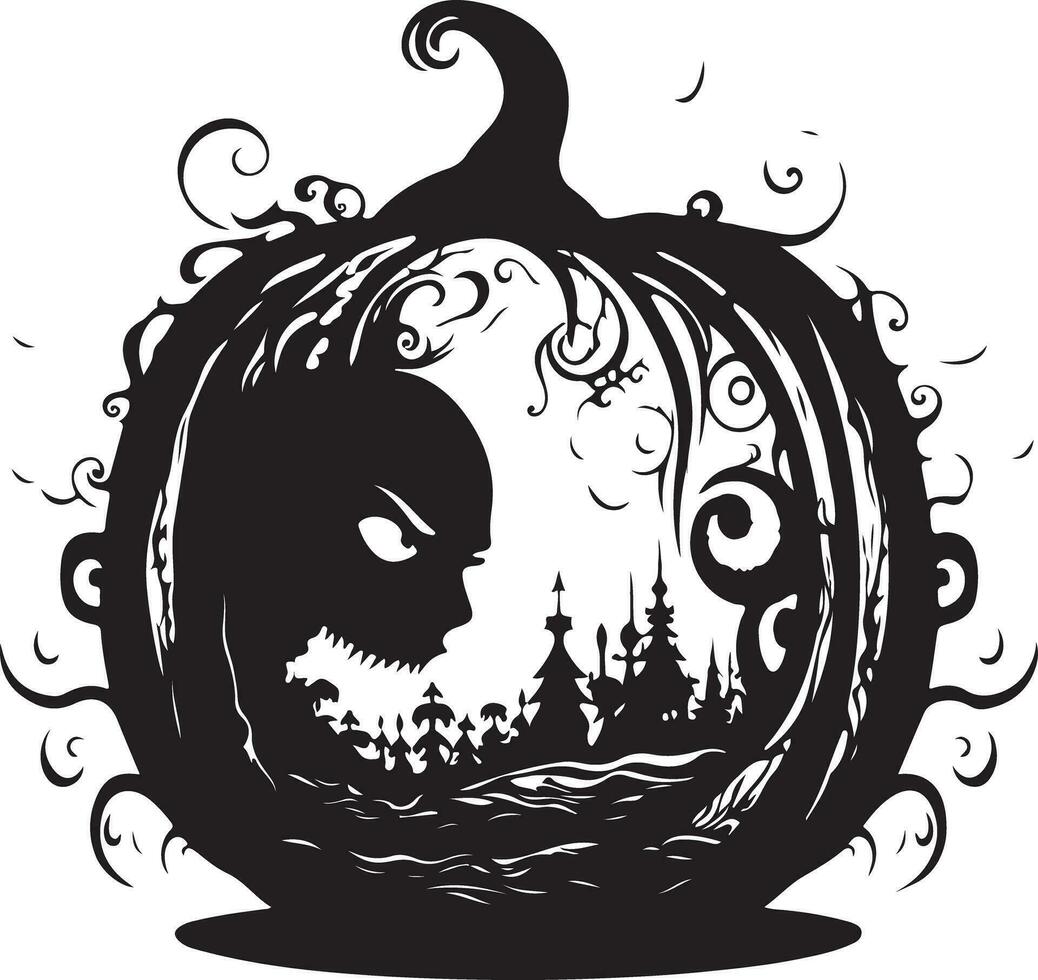 Halloween Black Vector art, Spider, witch , hat, ghost